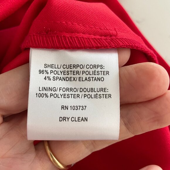 Donna Morgan for Nordstrom Scoop Nk 3/4 Slv Poet/Bell Cuff Poly Dress Bold Red 6 - Picture 11 of 12
